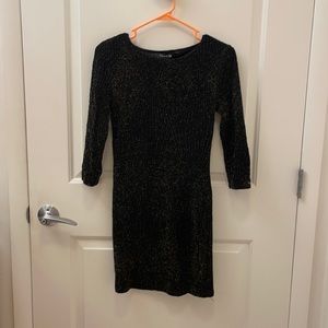 Black and gold long sleeve mini dress